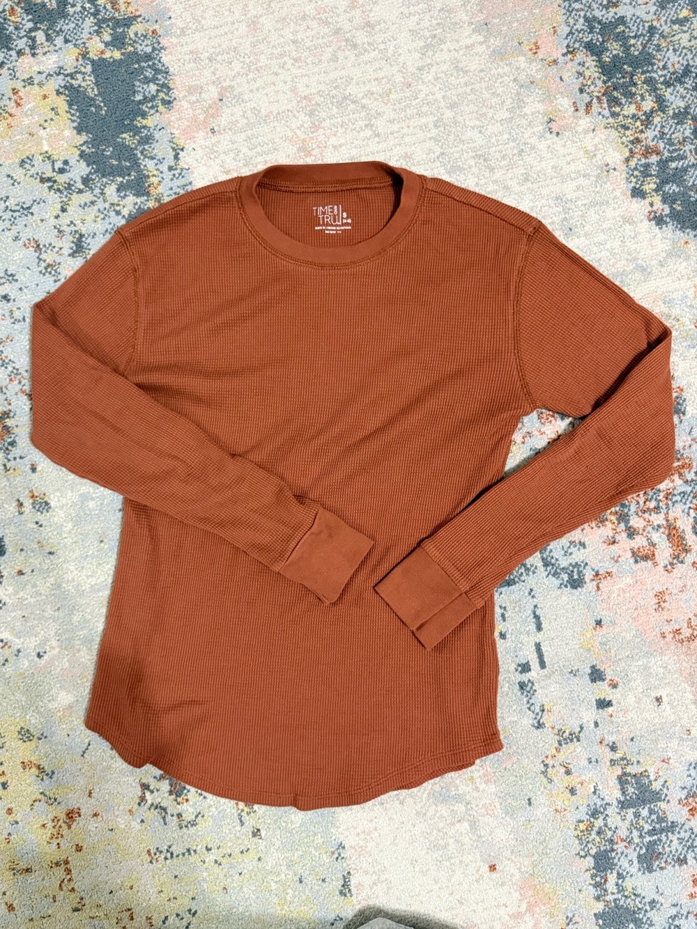 Time and Tru Woman’s Rust Crewneck Thermal Long Sleeve
